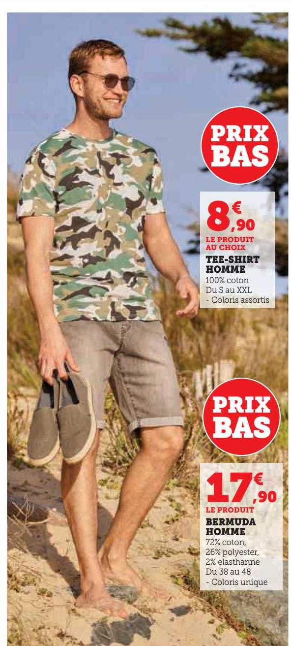 tee-shirt homme, bermuda homme