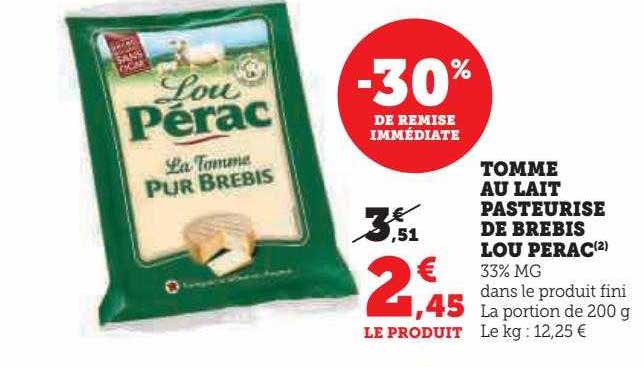 tomme au lait pasteurisé de brebis lou pérac