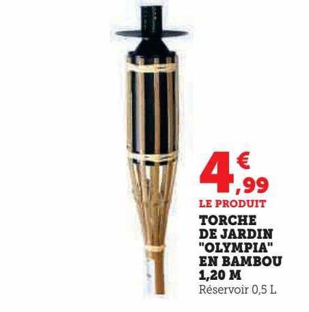 torche de jardin "olympia" en bambou 1,20 m