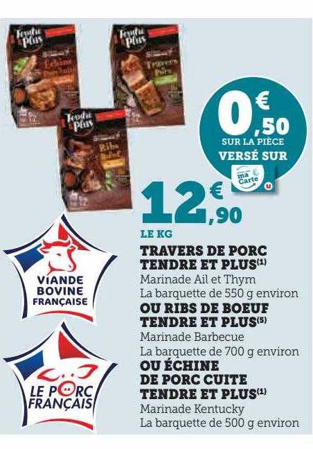 Travers De Porc Tendre Et Plus Ou Ribs De Bœuf Tendre Et Plus Ou échine De Porc Cuite Tendre Et Plus