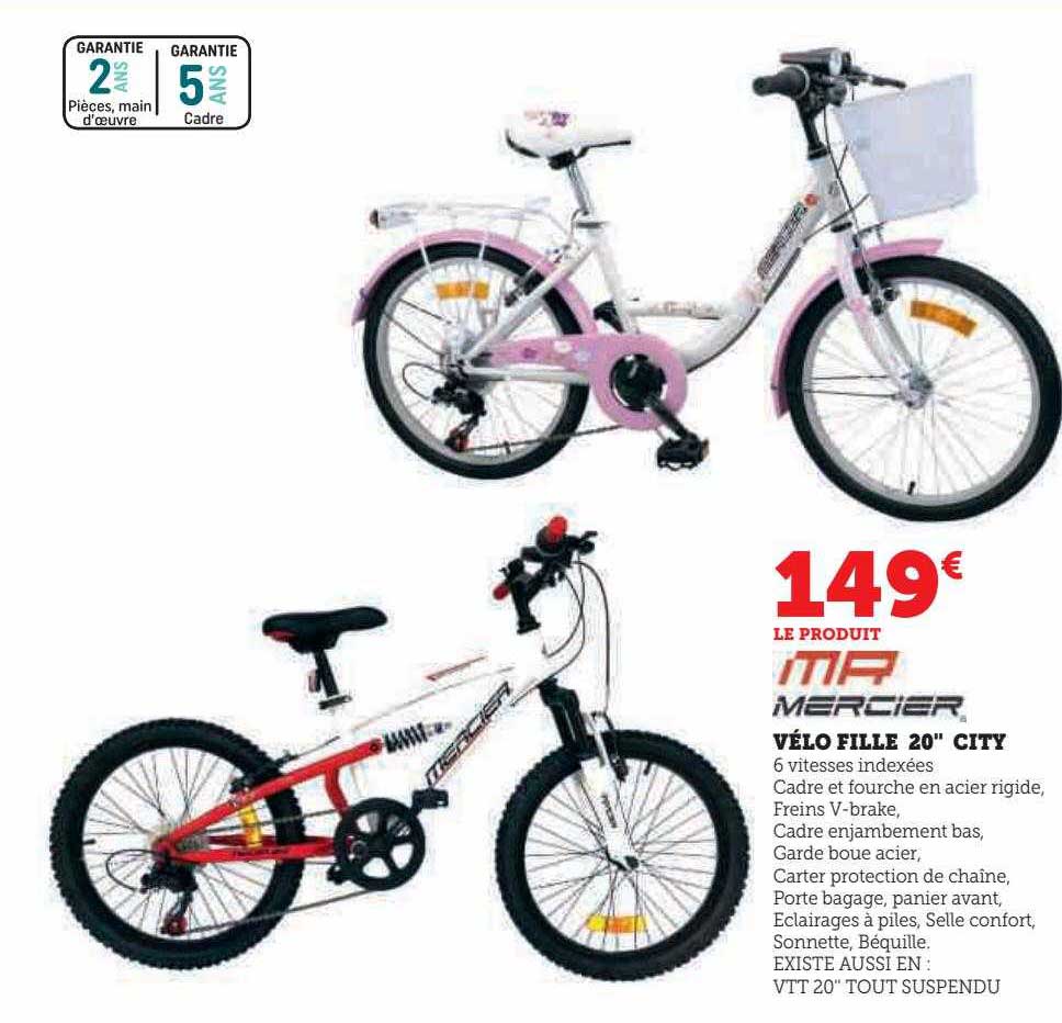 vélo fille 20" city mr mercier