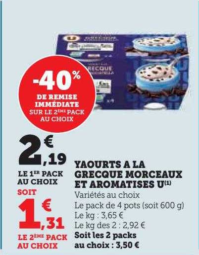 Yaourts à La Grecque Morceaux Et Aromatisés U