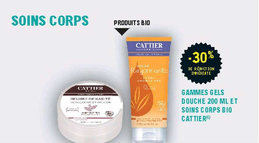 -30% gammes gels souche 200 ml et soins corps bio cattier