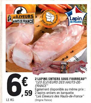 2 lapins entiers sous fourreau "les éleveurs des hauts-de-france"