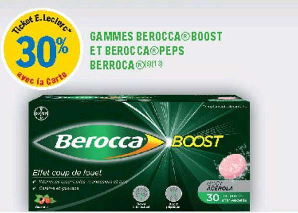 30% gammes berocca boost et berocca peps berroca