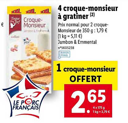 4 croque-monsieur à gratiner toque du chef