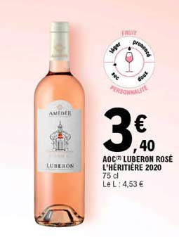 aoc luberon rosé l'héritière 2020