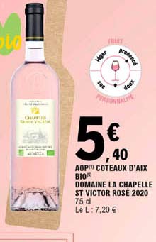 aop coteaux d'aix bio domaine la chapelle st victor rosé 2020