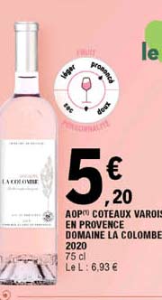 aop coteaux varois en provence domaine la colombe 2020