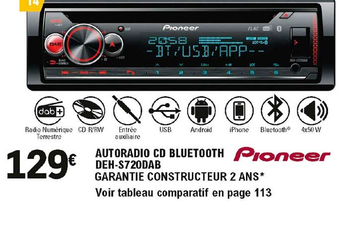 Autoradio Cd Bluetooth Deh-s720dab Poineer