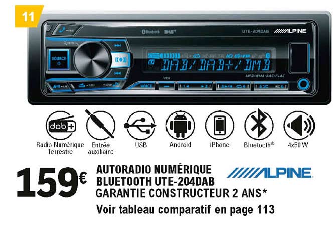 Autoradio Numérique Bluetooth Ute-204dab Alpine