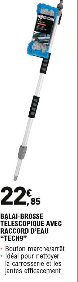 balai-brosse télescopique avec raccord d'eau "tech9"