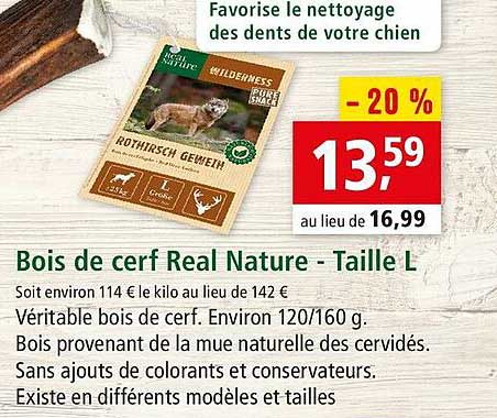 bois de cerf real nature - taille l