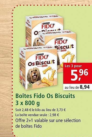 Boîtes Fido Os Biscuits 3 X 800 G
