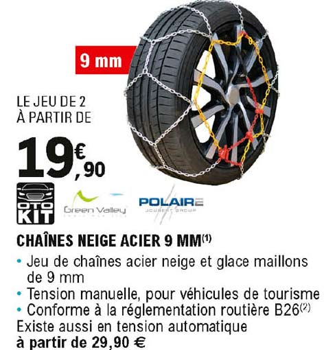 chaînes neige acier 9 mm polaire