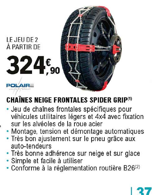 Chaînes Neige Frontales Spider Grip Polaire
