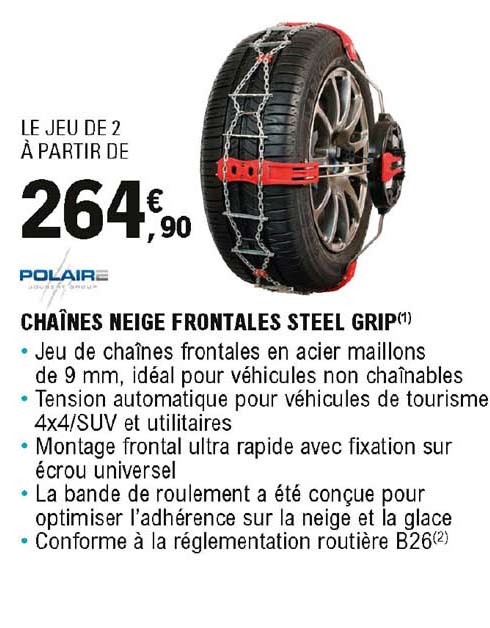 chaînes neige frontales steel grip polaire