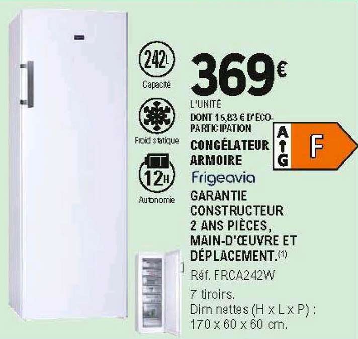 congélateur armoire frigeavia