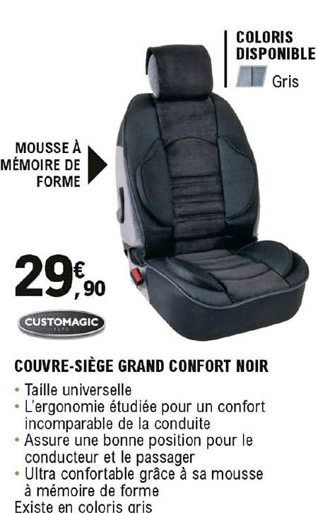couvre-siège grand confort noir customagic
