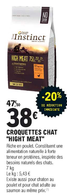 croquettes chat "hight meat" -20% de réduction immédiate