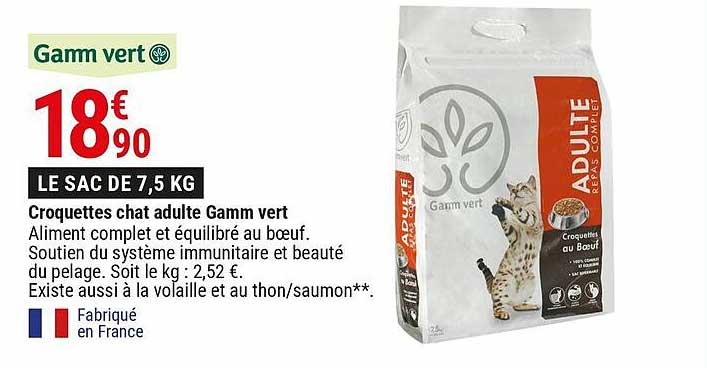 croquettes chat adulte gamm vert