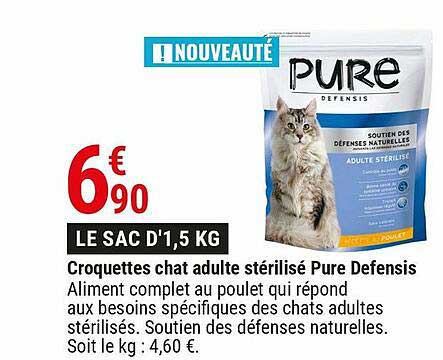 Croquettes Chat Adulte Stérilisé Pure Defensis