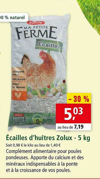écailles d'huîtres zolux - 5 kg