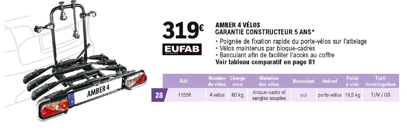 eufab amber 4 vélos