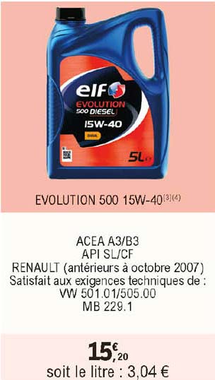 évolution 500 15w-40