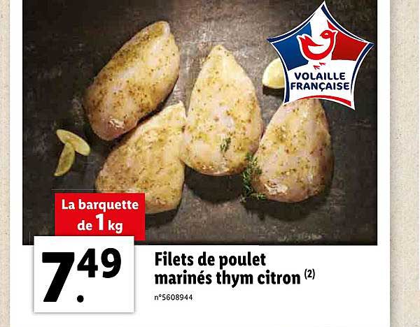 Filets De Poulet Marinés Thym Citron