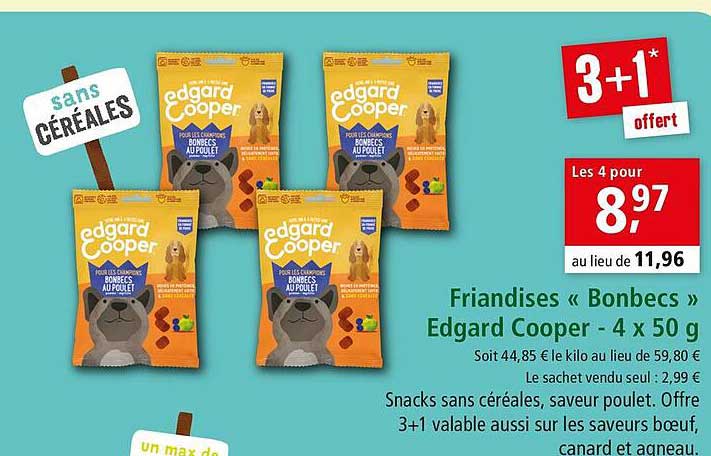 friandises «bonbecs» edgard cooper - 4 x 50 g
