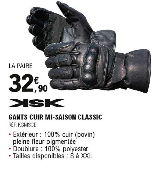 gants cuir mi-saison classic ksk