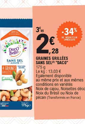 Graines Grillées Sans Sel "daco"