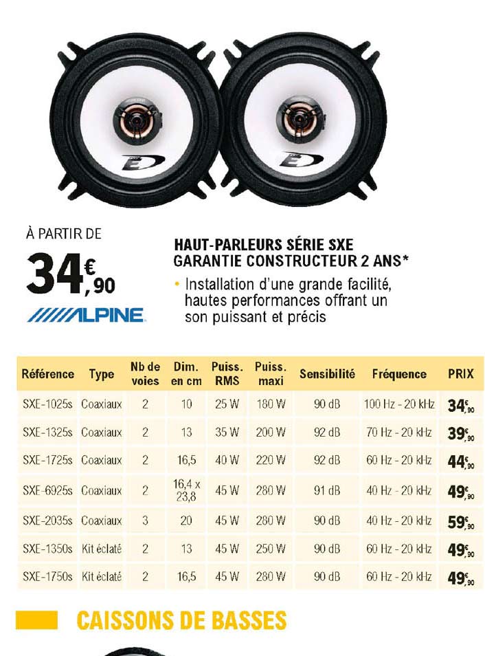 haut-parleurs série sxe alpine