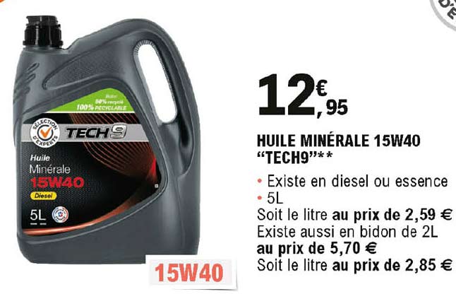 huile minérale 15w40 "tech9"