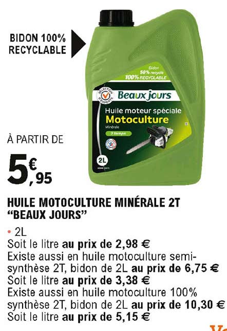 huile motoculture minérale 2t "beaux jours"