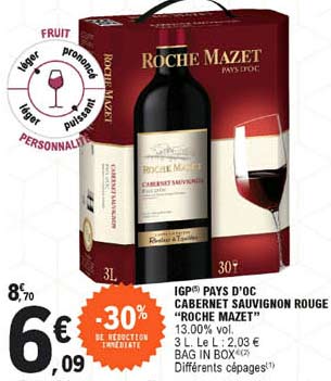 igp pays d'oc cabernet sauvignon rouge "roche mazet"