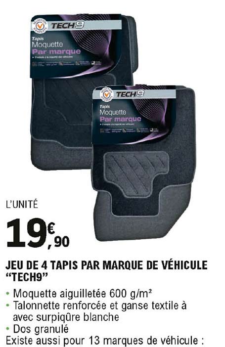 jeu de 4 tapis par marque de véhicule "tech9"