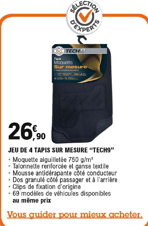 jeu de 4 tapis sur mesure "tech9"