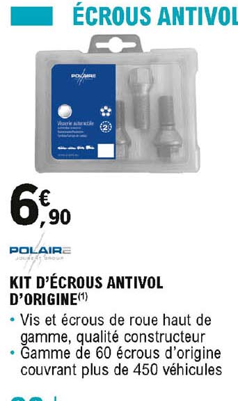 kit d'écrous antivol d'origine polaire