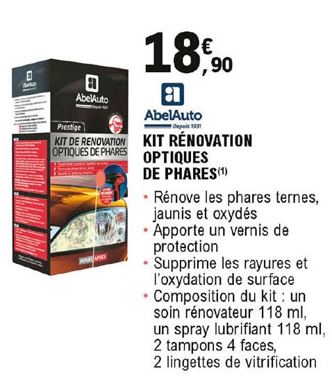 kit rénovation optiques de phares abelauto