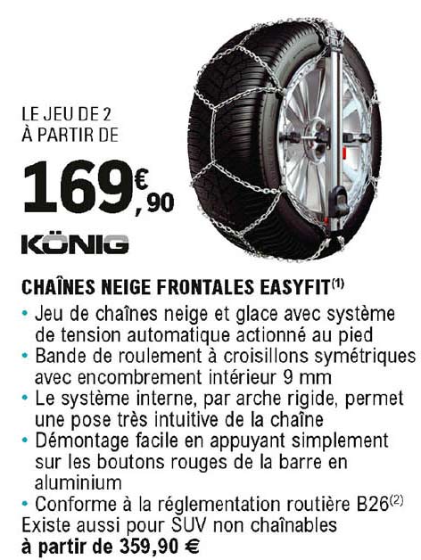 könig chaînes neige frontales easyfit