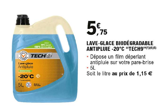 lave-glace biodégradable antipluie -20° c "tech9"