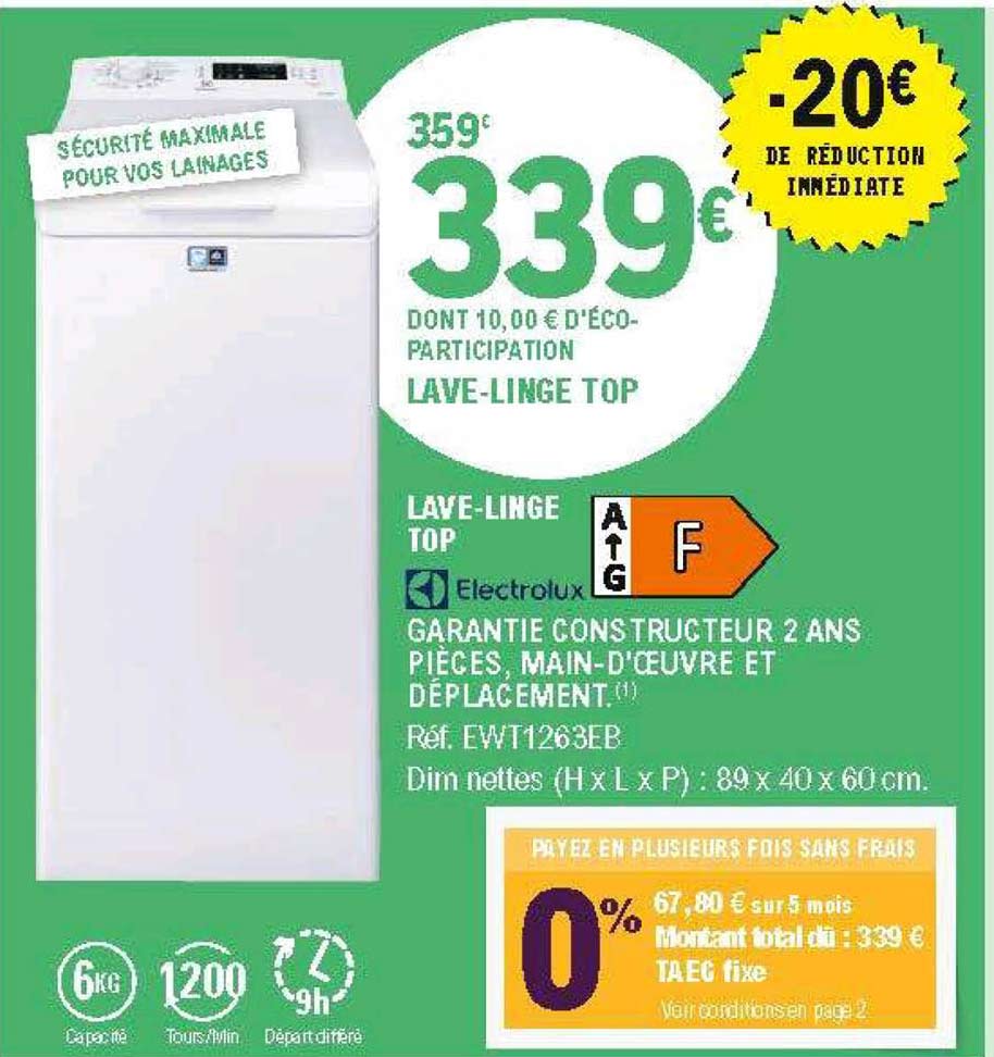 lave-linge top électrolux