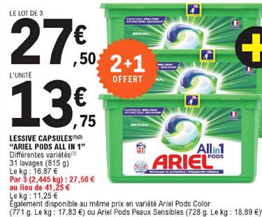 lessive capsules "ariel pods all in 1"