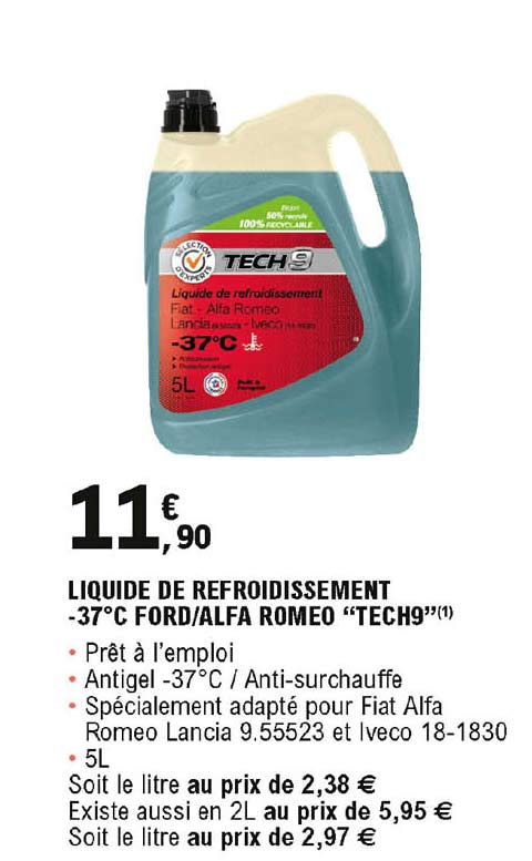 liquide de refroidissement -37° c ford alfa romeo "tech9"