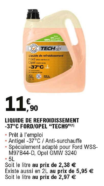 liquide de refroidissement -37° c ford opel "tech9"