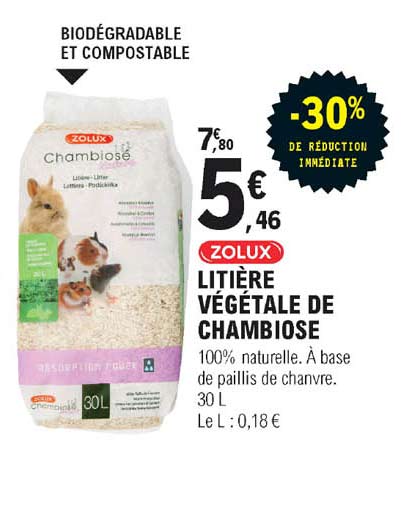 litière végétale de chambiose -30% de réduction immédiate