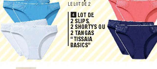 Lot De 2 Slips, 2 Shortys Ou 2 Tangas "tissaia Basics"