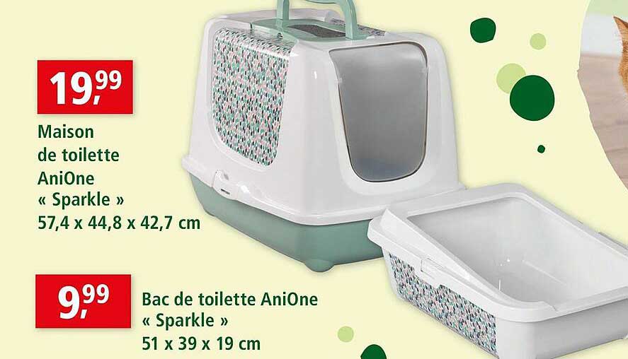 Maison De Toilette Anione «sparkle» 57,4 X 44,8 X 42,7 Cm, Bac De Toilette Anione «sparkle» 51 X 39 X 19 Cm